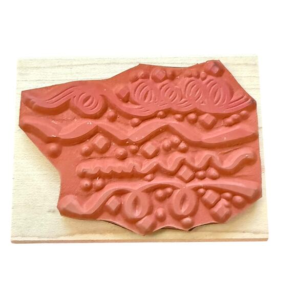 All Night Media Party Ribbon Border Trim 550-H10 Rubber Stamp - Picture 2 of 3